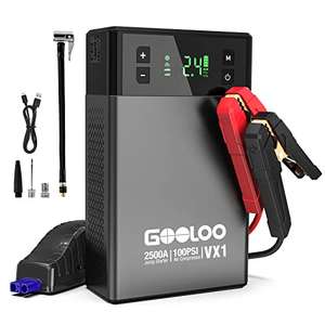 Booster batterie voiture + Compresseur Gooloo VX1 - 2500A (vendeur tiers - via coupon)
