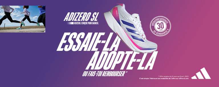 6000 points offerts pour l'achat d'une paire de chaussures de running Adizero SL