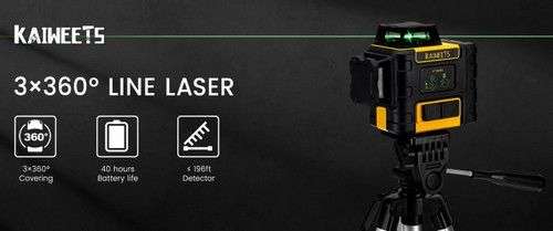Niveau laser auto-nivelant Kaiweets KT360A 3X360 IP54 (Entrepôt Europe)