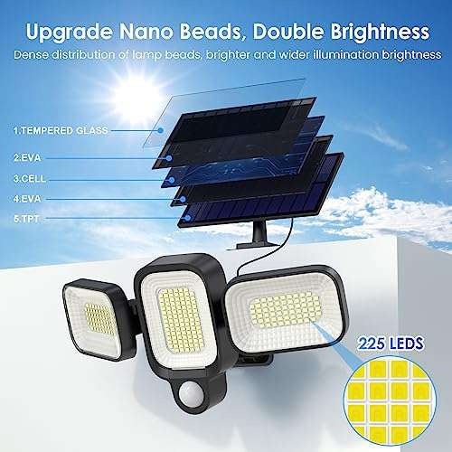 2 Lampes solaires éxtérieur avec Détecteur de mouvement Pxwaxpy - 225 LED, 3 Modes (Vendeur tiers)