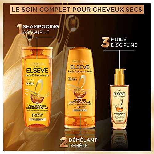 Coffret de 3 Huile Extraordinaire Shampoing Nutrition L'Oréal Paris Elseve - 3x250ml (via abonnement)