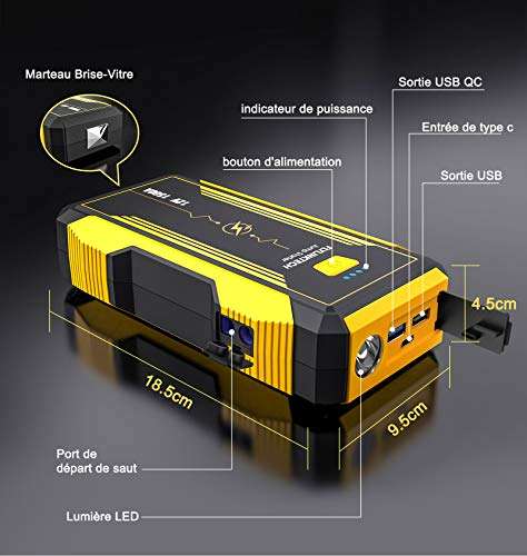 Booster batterie voiture FLYLINKTECH - 1500A, 16000 mAh (via coupon - vendeur tiers)
