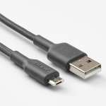 Cable USB-A - microUSB Lillhult - gris foncé, 1.5 m - Plaisir (78)