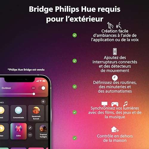 Philips Hue Play Pack x1 Noir + Lightstrip Plus 2m + Bridge