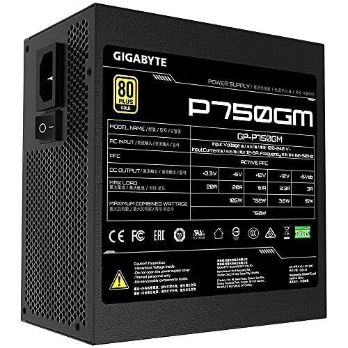 Alimentation PC modulaire Gigabyte P750GM - 750W, 80+ Gold