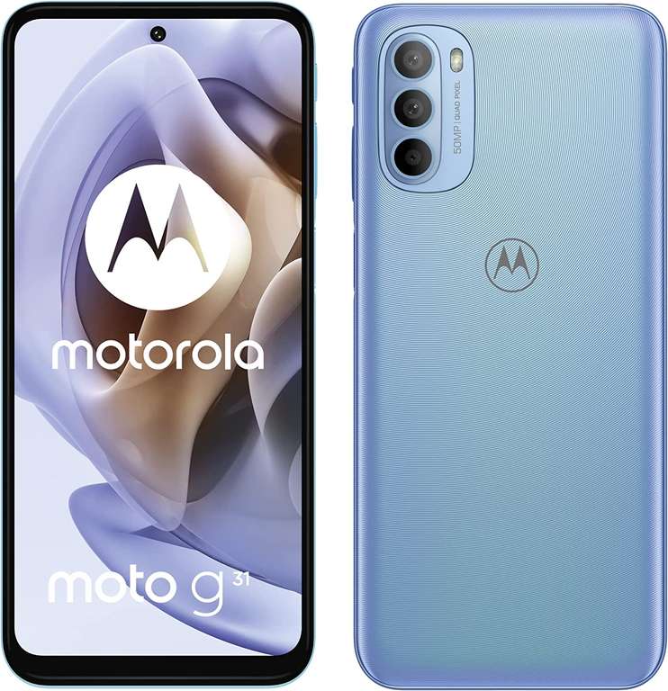 Smartphone 6.4" Motorola Moto G31 - Full HD+ OLED, Helio G85, 4 Go RAM, 128 Go ROM, Batterie 5000 mAh, Dual SIM, Bleu