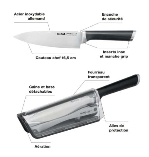 Couteau de chef Tefal Ever Sharp - 16,5 cm, Aiguisage intégré