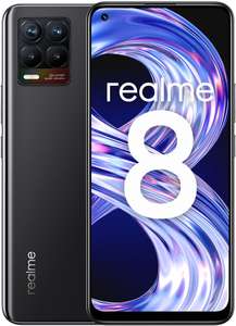 Smartphone 6.4" Realme 8 - AMOLED FHD+, Helio G95, RAM 8 Go, 128 Go, 64+8+2+2 MP, 5000 mAh, Charge 30W, Noir (+ 7.25€ en RP)