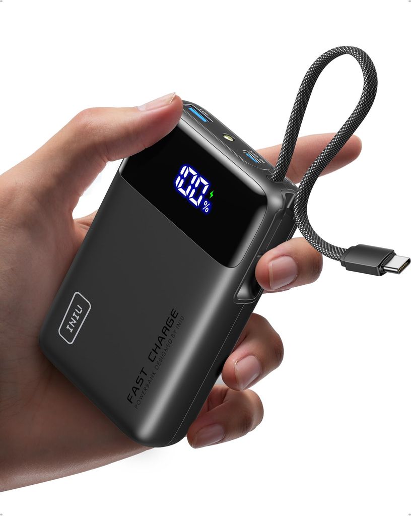 Batterie Externe INIU - Petit 20000mAh, 45W, Charge Rapide Avec USB C Câbles Intégrés (via remise panier - vendeur tiers)