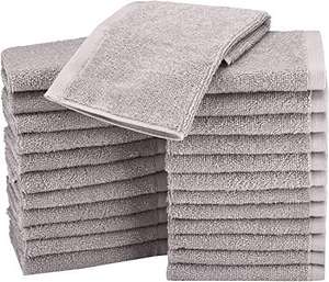 Lot de 24 petites serviettes en coton Amazon Basics 30 x 30 cm Gris