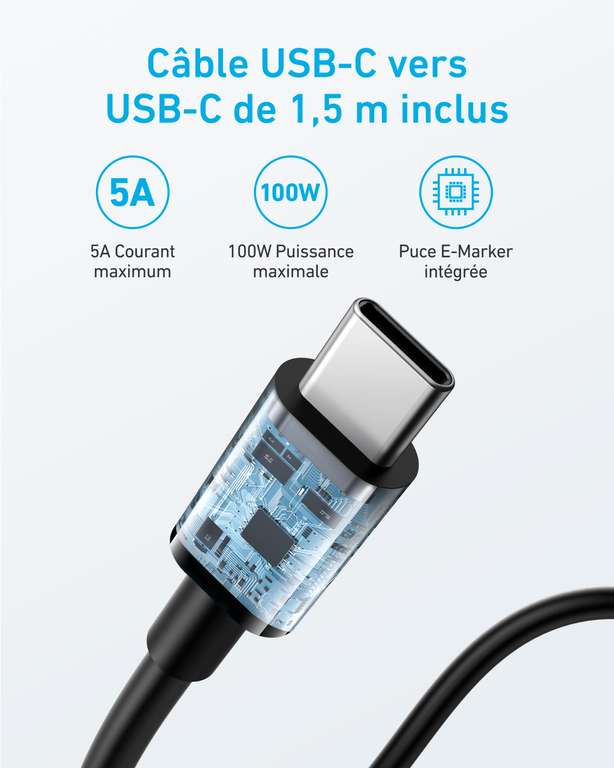 Chargeur USB C Anker - 67 W, Chargeur Rapide et Compact PIQ 3.0 à