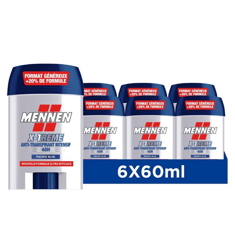 Lot de 6 deodorant stick anti transpirant homme MENNEN X-TREME 48H sans alcool