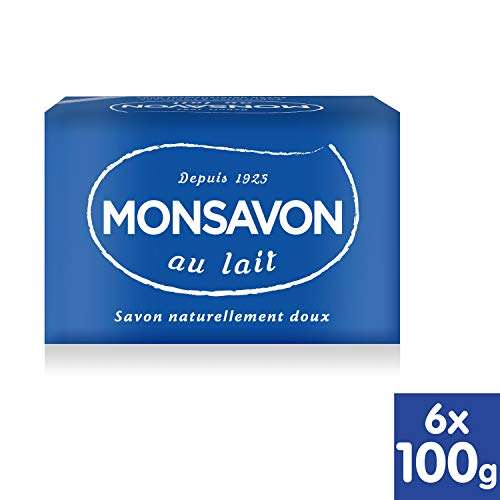 Lot de 6 savons Monsavon - 6x100g, Formule Testée Dermatologiquement, Sans Paraben