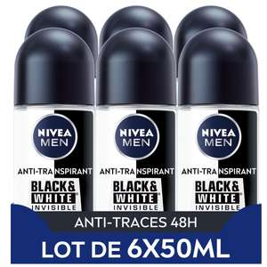 Lot de 6 Déodorants Bille Invisible For Black & White Power Nivea Men (6 x50 ml)