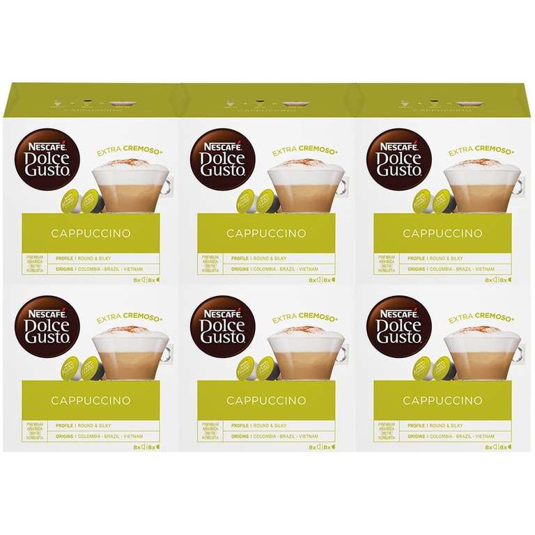 Lot de 96 Capsules Nescafé Dolce Gusto Cappuccino - Pack de 6 boîtes x 16