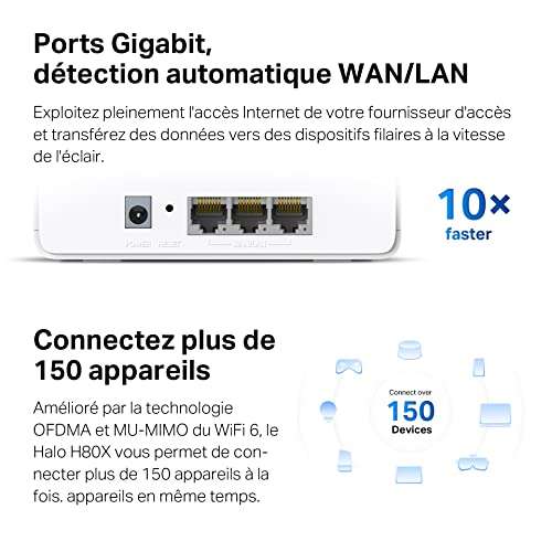 Système WiFi Mesh Mercusys - WiFi 6, AX3000, 3 ports Ethernet Gigabit