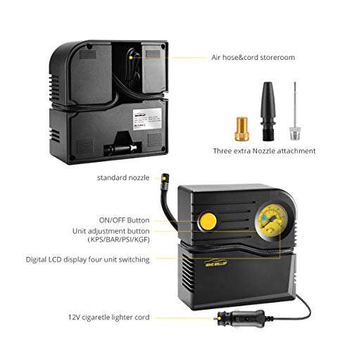 Gonfleur / Compresseur WindGallop pour prise allume-cigare - 12V, Manomètre analogique (Vendeur tiers)