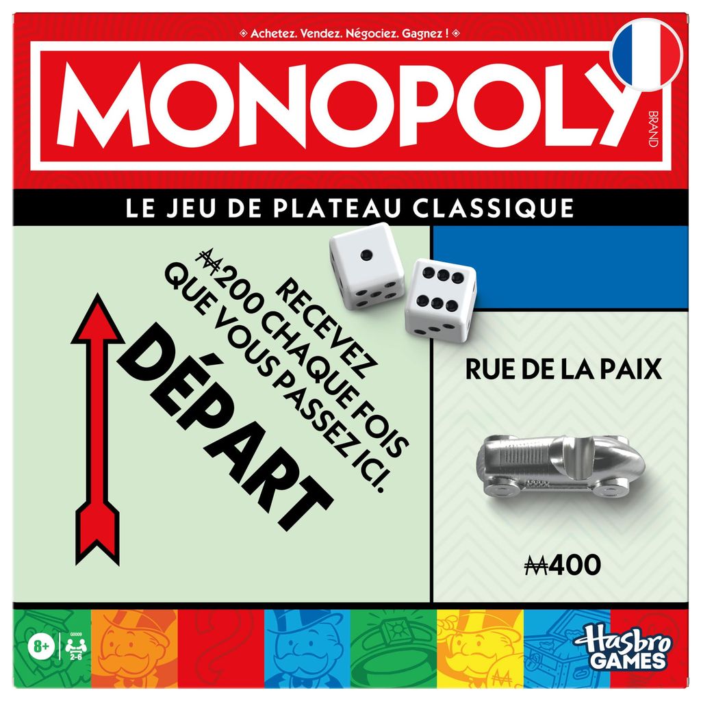 Jeu de société Monopoly - Boîte de Rangement et pions Grand Format, Version française