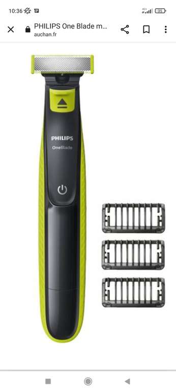 Tondeuse électrique Philips OneBlade QP2520/20 avec 3 sabots (via 13,09€ sur carte de fidélité) - Chambray-les-tours (37)