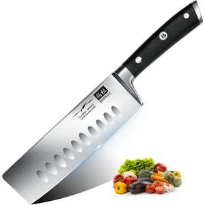 Couteau de Cuisine Shan Zu Nakiri - Couteau Japonais de 16,5 cm en Acier Inoxydable, Manche en Bois de Pakka