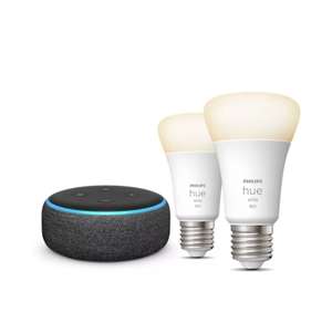 Pack 2 Ampoules Philips Hue E27 White + Assistant vocal Echo Dot3