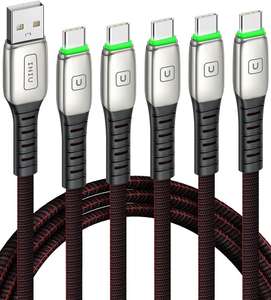 Lot de 5 Câbles USB-C / USB-A Inui - 3.1A, Quick Charge 3.0, Nylon tressé, Indicateur Led