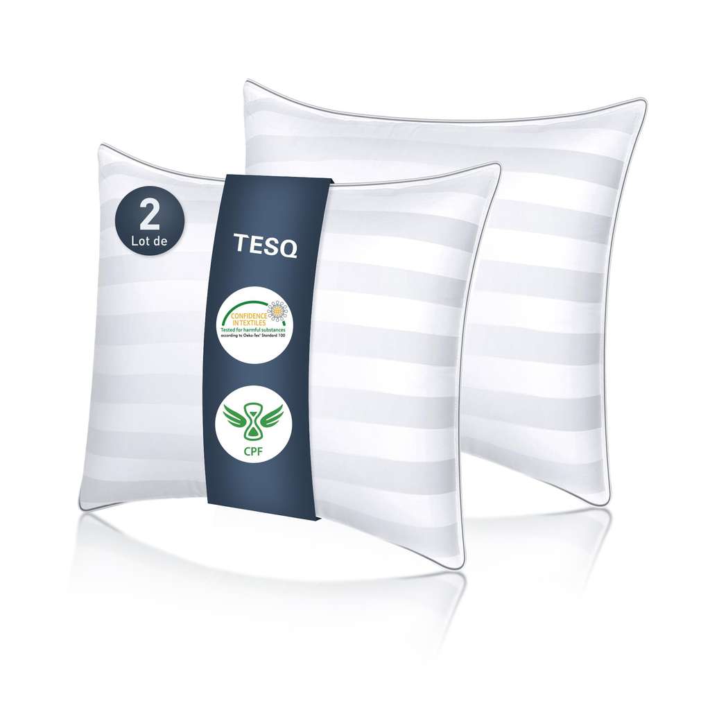 ATsense - Lot De 2 Taies D'oreiller 50x70 Cm En Coton Lavé - Vert - Fermeture éclair - Oeko-Tex