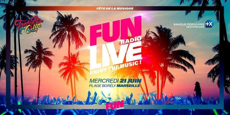 Entrée gratuite sur réservation pour l'événement Fun Radio Live pour la Fête de la Musique à Marseille (13) - weezevent.com