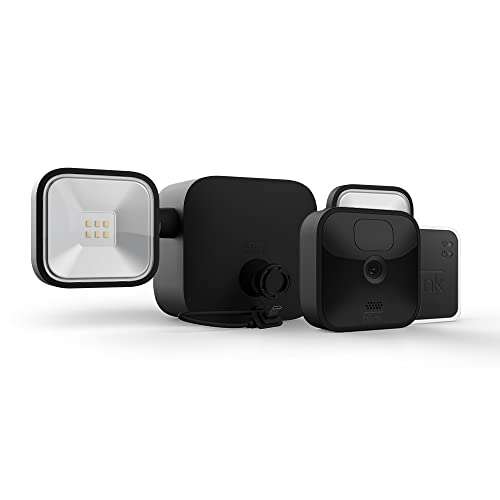 Blink Outdoor + Floodlight - Support avec projecteurs HD sans fil alimenté par piles et caméra de surveillance connectée, 700 lumens