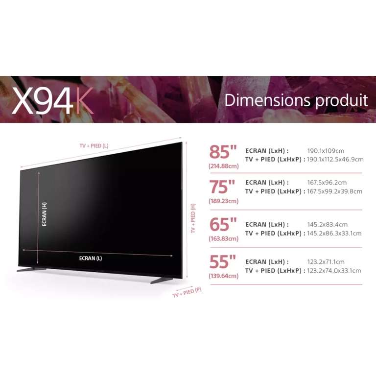 TV 75" Sony Bravia XR-75X94K (2022) - 4K UHD, Full Array LED, 120 Hz, Dolby Vision & IMAX Enhanced, Google TV
