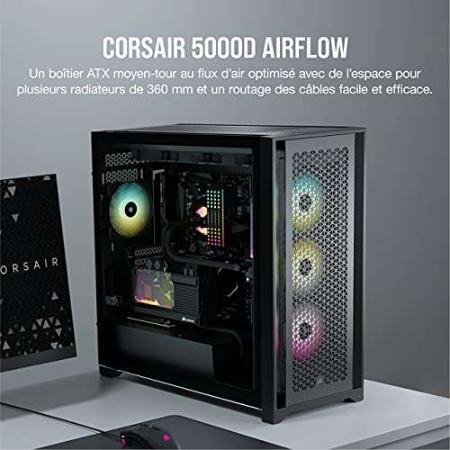 [Prime] Boitier PC Corsair 5000D Airflow avec Fenêtre en Verre trempé (Noir)