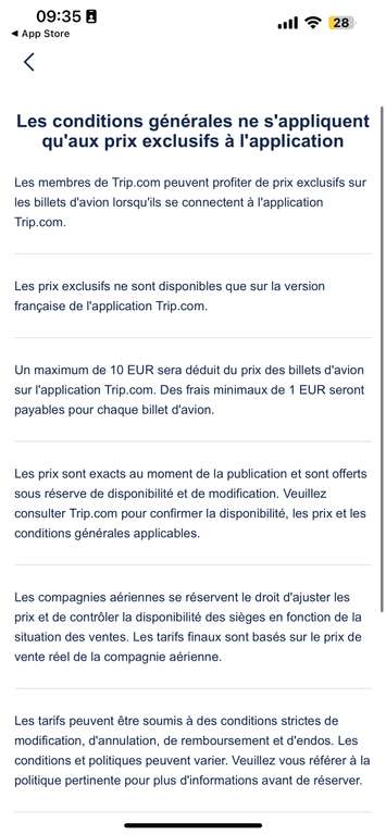 10€ de réduction sur les vols chez Trip.com (Via l'application)