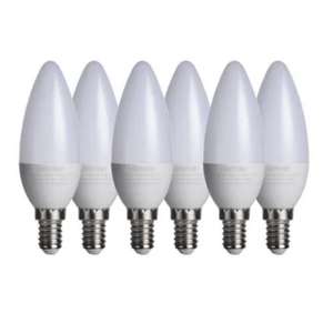 Lot de 6 ampoules LED Lexman - Flamme E14, 490Lm = 40W, blanc neutre
