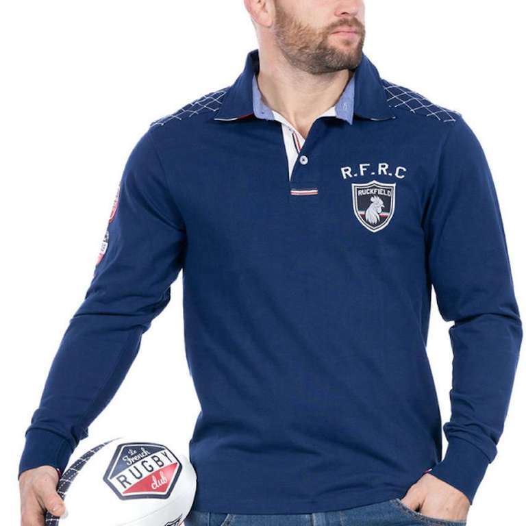 Polo Rugby Manches Longues Rugby Club Bleu – Ruckfield, Tailles L à 2XL (boutique-rugby.com)