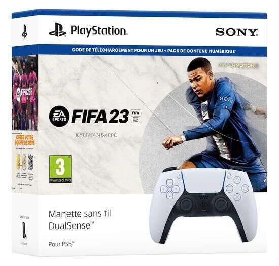 Pack Manette sans fil Sony PS5 DualSense + FIFA 23 (+ 10€ en RP)- Micromania