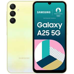 Smartphone 6.5" Samsung Galaxy A25 5G - 128Go Lime + Forfait sans engagement 130go 5g à 12,99€ (via ODR de 40€)
