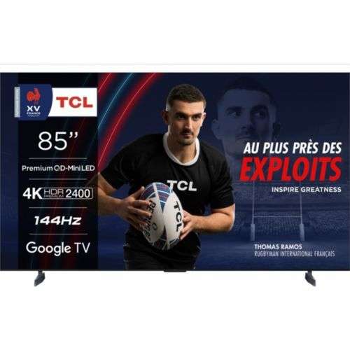 TV 85" TCL 85C955 (2023) - Premium QD Mini-Led QLED 144hz, HDR premium, 4K (+ 99,50€en RP) - Vendeur Boulanger (Via Retrait Magasin)