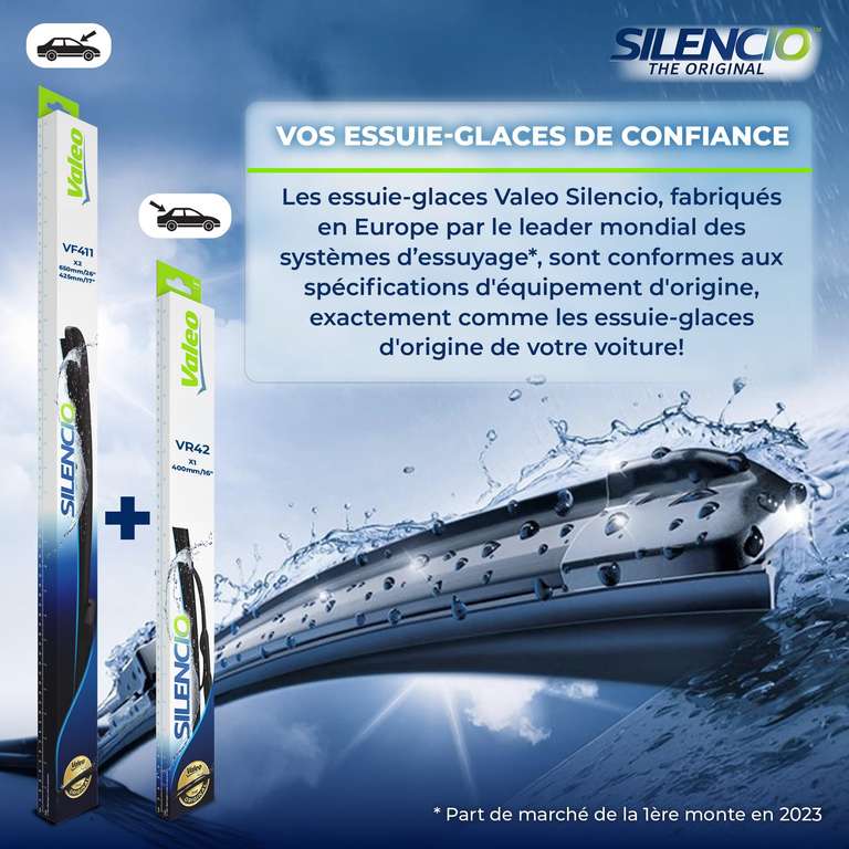 Essuieglaces Valeo Silencio Avant + Arrière 650/425 mm à 23,00 € Dealabs — free download
