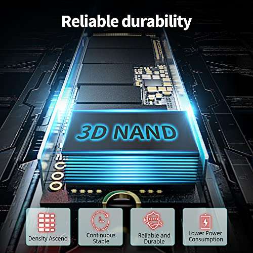 SSD Interne NVMe 1.4 M.2 Netac NV7000 - 2 To, PCIe Gen4 SLC avec dissipateur thermique en aluminium jusqu'à 7000 Mo/s. (Vendeur Tiers)