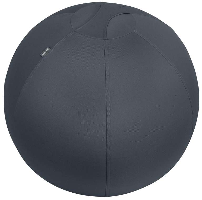 Siège Ballon Ergonomique pour Bureau Leitz (Gamme Ergo Cosy) - Diam. 65 cm, Housse en Tissu, Pompe à Air Manuelle / 2 Bouchons, Gris