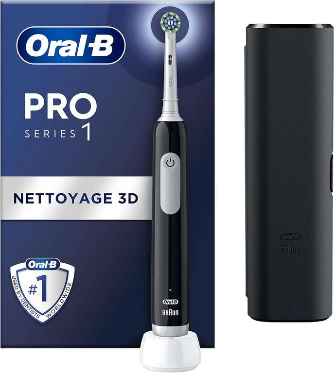 Brosse à Dents Électrique Oral-B Pro Series 1 - Noir, 1 Brossette Nettoyage 3D, Élimine la Plaque Dentaire, 3 Modes de Brossage