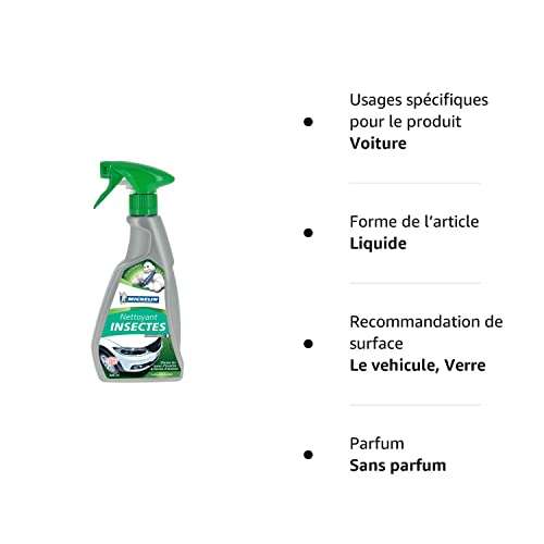 Shampoing Démoustiqueur Michelin 009164 - Nettoyant Insectes Carrosserie, Écologique, 500 ml