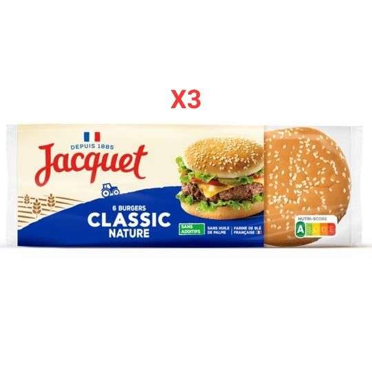 Pains burgers Jacquet en promotion - Ex : Lot de 3 paquets de 6 (via carte de fidélité + Shopmium)