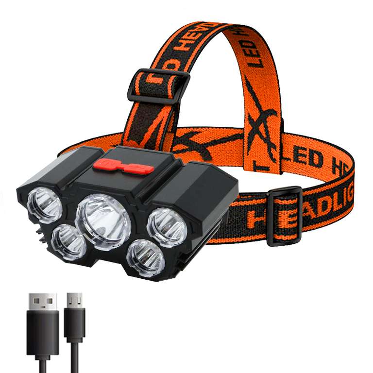 Lampe Frontale 5 LED - rechargeable USB