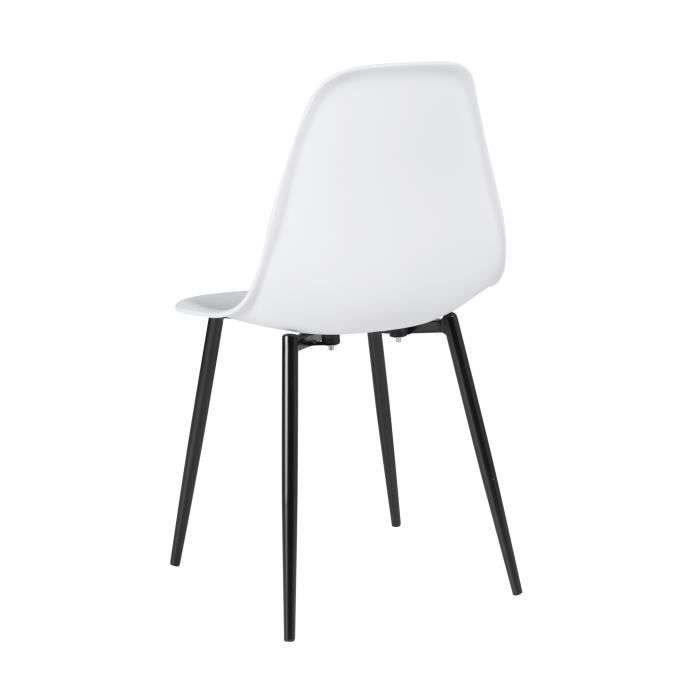 Lot de 6 chaises Clody - Blanc, pieds en métal L 46 x P 52 x H 84 cm