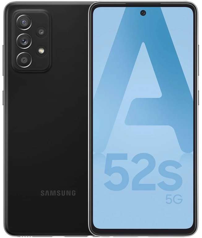 Smartphone 6.5" Samsung Galaxy A52s 5G - full HD+ AMOLED, SnapDragon 778G, 6 Go de RAM, 128 Go, noir (+15€ en Rakuten Points)