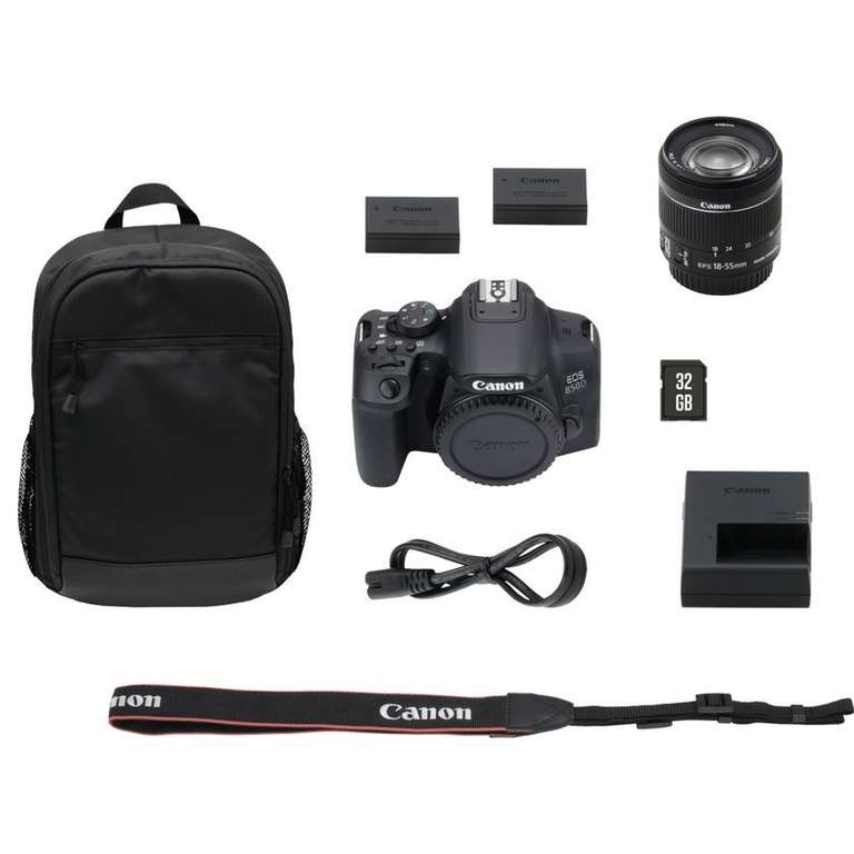 Sélection d'appareils photos en promotion - Ex; Canon EOS 850D + objectif EF-S 18-55mm IS STM + sac à dos + carte SD + batterie de rechange