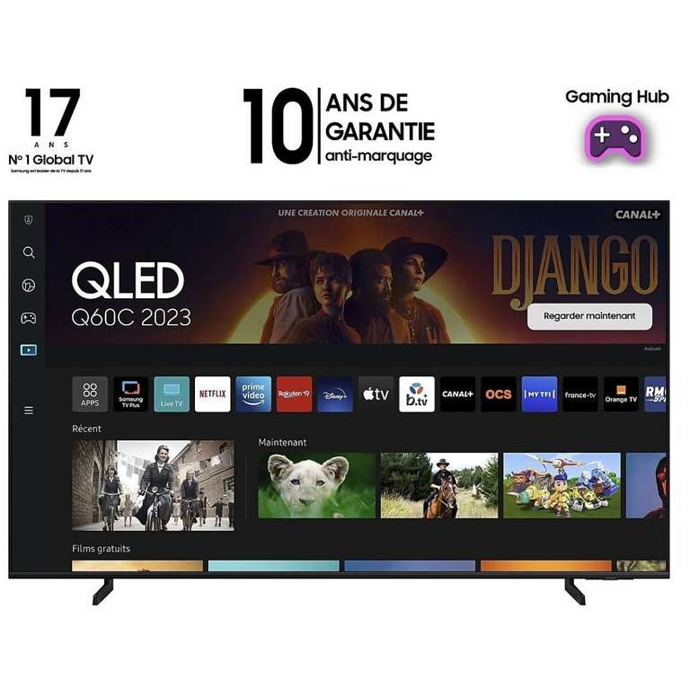 TV 65" QLED Samsung QE65Q60CAUXXH (2023) - 4K UHD, Dalle TFT 50Hz, Smart TV avec Tizen, HDR 10+, Modèle UE
