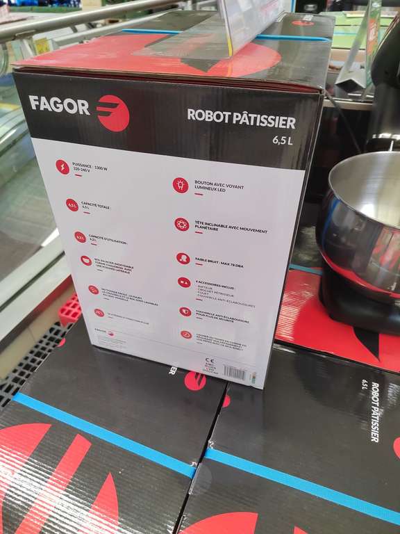 Robot pâtissier Fagor FG1207 - 6.5L, Noir/Rouge