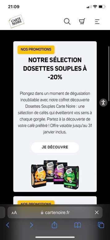 Dosettes souples café Carte Noire gratuites : 20 000 échantillons